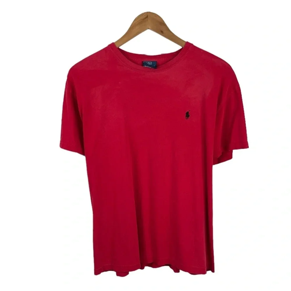 TS747 Mens Polo Ralph Lauren Faded Cherry Red Logo T Shirt M